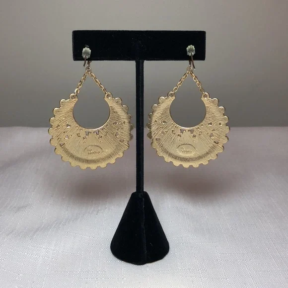 Lia Sophia Gold Earrings with Olive stones - Picture 2 of 5